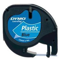 Dymo, originální páska do tiskárny štítků, S0721650, černý tisk/modrý podklad, 4m, 12mm, LetraTag plastová páska