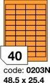 Oranžové fluo etikety Rayfilm R0133.0203NF, 48,5x25,4 mm, 1.000 listů A4, 40000 etiket