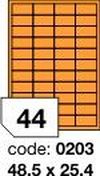 Oranžové fluo etikety Rayfilm R0133.0203A, 48,5x25,4 mm, 100 listů A4, 4400 etiket
