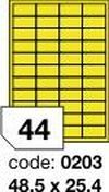 Žluté fluo etikety Rayfilm R0131.0203F, 48,5x25,4 mm, 1.000 listů A4, 44000 etiket