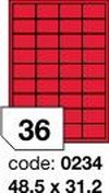 Červené samolepicí etikety Rayfilm R0122.0234F, 48,5x31,2 mm, 1.000 listů A4, 36000 etiket