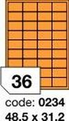 Oranžové fluo etikety Rayfilm R0133.0234D, 48,5x31,2 mm, 300 listů A4, 10800 etiket
