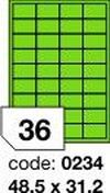 Zelené fluo etikety Rayfilm R0130.0234F, 48,5x31,2 mm, 1.000 listů A4, 36000 etiket