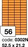 Oranžové fluo etikety Rayfilm R0133.0302NF, 52,5x21,2 mm, 1.000 listů A4, 56000 etiket