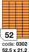 Oranžové fluo etikety Rayfilm R0133.0302F, 52,5x21,2 mm, 1.000 listů A4, 52000 etiket