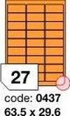 Oranžové fluo etikety Rayfilm R0133.0437D, 63,5x29,6 mm, 300 listů A4, 8100 etiket