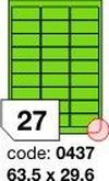 Zelené fluo etikety Rayfilm R0130.0437F, 63,5x29,6 mm, 1.000 listů A4, 27000 etiket