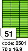 Zelené fluo etikety Rayfilm R0130.0501F, 70x16,9 mm, 1.000 listů A4, 51000 etiket