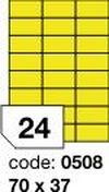 Žluté fluo etikety Rayfilm R0131.0508A, 70x37 mm, 100 listů A4, 2400 etiket