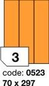 Oranžové fluo etikety Rayfilm R0133.0523D, 70x297 mm, 300 listů A4, 900 etiket