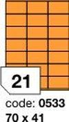 Oranžové fluo etikety Rayfilm R0133.0533F, 70x41 mm, 1.000 listů A4, 21000 etiket