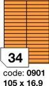 Oranžové fluo etikety Rayfilm R0133.0901F, 105x16,9 mm, 1.000 listů A4, 34000 etiket