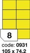 Žluté fluo etikety Rayfilm R0131.0931A, 105x74,2 mm, 100 listů A4, 800 etiket