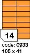 Oranžové fluo etikety Rayfilm R0133.0933F, 105x41 mm, 1.000 listů A4, 14000 etiket