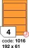 Oranžové fluo etikety Rayfilm R0133.1016F, 192x61 mm, 1.000 listů A4, 4000 etiket
