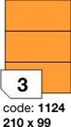 Oranžové fluo etikety Rayfilm R0133.1124D, 210x99 mm, 300 listů A4, 900 etiket