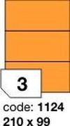 Oranžové fluo etikety Rayfilm R0133.1124D, 210x99 mm, 300 listů A4, 900 etiket