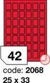 Červené fluo etikety Rayfilm R0132.2068D, 33x33 mm, 300 listů A4, 12600 etiket
