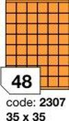 Oranžové fluo etikety Rayfilm R0133.2307F, 35x35 mm, 1.000 listů A4, 48000 etiket