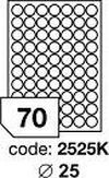 Bílé opacitní - krycí etikety Rayfilm R0103.2525KD, 25x25 mm, 300 listů A4, 21000 etiket