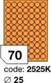 Oranžové fluo etikety Rayfilm R0133.2525KF, 25x25 mm, 1.000 listů A4, 70000 etiket