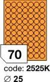 Oranžové fluo etikety Rayfilm R0133.2525KD, 25x25 mm, 300 listů A4, 21000 etiket