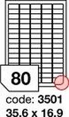 Bílé odnímatelné etikety Rayfilm R0102.3501A, 35,6x16,9 mm, 100 listů A4, 8000 etiket