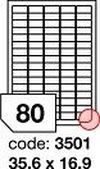 Bílé odnímatelné etikety Rayfilm R0102.3501A, 35,6x16,9 mm, 100 listů A4, 8000 etiket