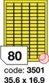 Žluté fluo etikety Rayfilm R0131.3501F, 35,6x16,9 mm, 1.000 listů A4, 80000 etiket