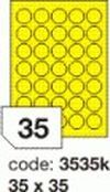 Žluté samolepicí etikety Rayfilm R0121.3535KF, 35x35 mm, 1.000 listů A4, 35000 etiket