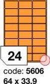 Oranžové fluo etikety Rayfilm R0133.5606D, 64x33,9 mm, 300 listů A4, 7200 etiket