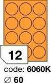 Oranžové fluo etikety Rayfilm R0133.6060KD, 60x60 mm, 300 listů A4, 3600 etiket