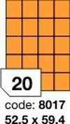 Oranžové fluo etikety Rayfilm R0133.8017F, 52,5x59,4 mm, 1.000 listů A4, 20000 etiket
