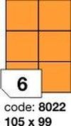 Oranžové fluo etikety Rayfilm R0133.8022F, 105x99 mm, 1.000 listů A4, 6000 etiket