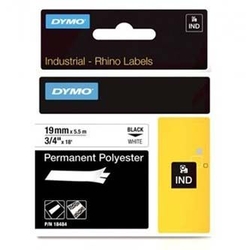 Dymo, originální páska do tiskárny štítků, 18484, černý tisk/bílý podklad, 5.5m, 19mm, RHINO permanentní polyesterová D1