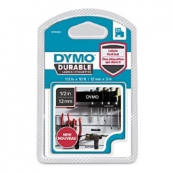 Dymo, originální páska do tiskárny štítků, 1978365, bilý tisk/černý podklad, 3m, 12mm, D1, permanentní vinylová