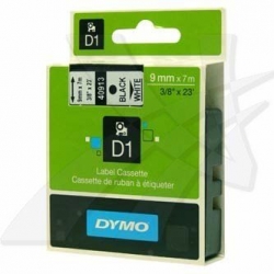Dymo, originální páska do tiskárny štítků, 40913, S0720680, černý tisk/bílý podklad, 7m, 9mm, D1