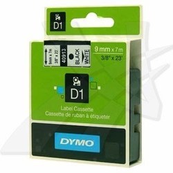 Dymo, originální páska do tiskárny štítků, 40913, S0720680, černý tisk/bílý podklad, 7m, 9mm, D1