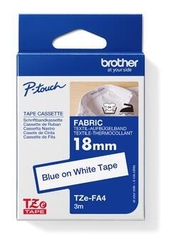 Brother TZe-FA4 Textilní páska na nažehlovací jmenovky, modrá na bílé - šířka 18 mm