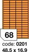 Oranžové fluo etikety Rayfilm R0133.0201F, 48,5x16,9 mm, 1.000 listů A4, 68000 etiket