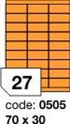 Oranžové fluo etikety Rayfilm R0133.0505F, 70x30 mm, 1.000 listů A4, 27000 etiket