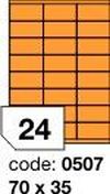 Oranžové fluo etikety Rayfilm R0133.0507F, 70x35 mm, 1.000 listů A4, 24000 etiket