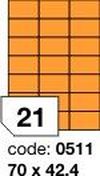 Oranžové fluo etikety Rayfilm R0133.0511F, 70x42,4 mm, 1.000 listů A4, 21000 etiket