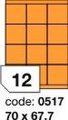 Oranžové fluo etikety Rayfilm R0133.0517F, 70x67,7 mm, 1.000 listů A4, 12000 etiket