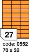 Oranžové fluo etikety Rayfilm R0133.0552F, 70x32 mm, 1.000 listů A4, 27000 etiket