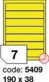 Žluté samolepicí etikety Rayfilm R0121.5409F, 190x38 mm, 1.000 listů A4, 7000 etiket