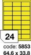 Žluté samolepicí etikety Rayfilm R0121.5853F, 64,6x33,8 mm, 1.000 listů A4, 24000 etiket