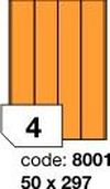 Oranžové fluo etikety Rayfilm R0133.8001F, 50x297 mm, 1.000 listů A4, 8000 etiket