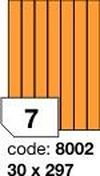 Oranžové fluo etikety Rayfilm R0133.8002F, 30x297 mm, 1.000 listů A4, 7000 etiket