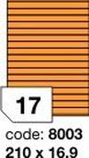 Oranžové fluo etikety Rayfilm R0133.8003F, 210x16,9 mm, 1.000 listů A4, 17000 etiket